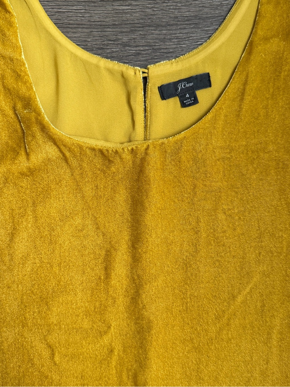 J. Crew • Burnt Yellow Velvet Sleeveless Top - Picture 3 of 3